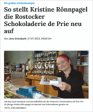 So stellt Kristine Rönnpagel die Rostocker Schokoladerie de Prie neu auf